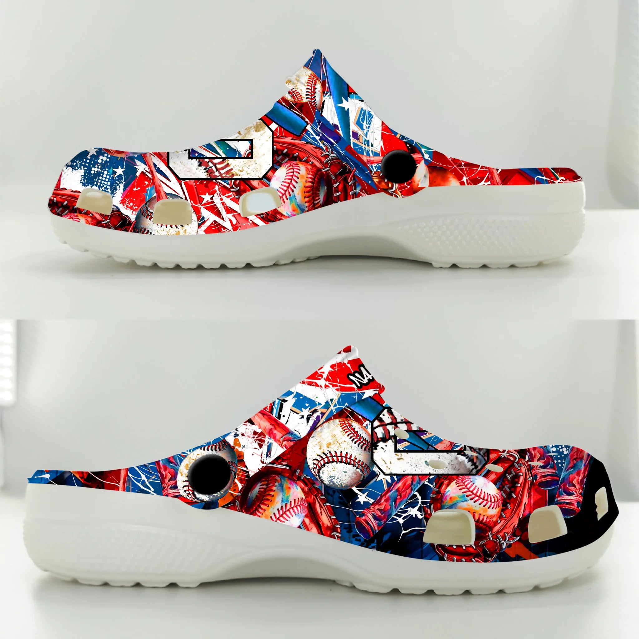 Merchidea USA Graffiti Baseball Sport Crocs Crocband Clogs Shoes Comfortable For Men Women and Kids