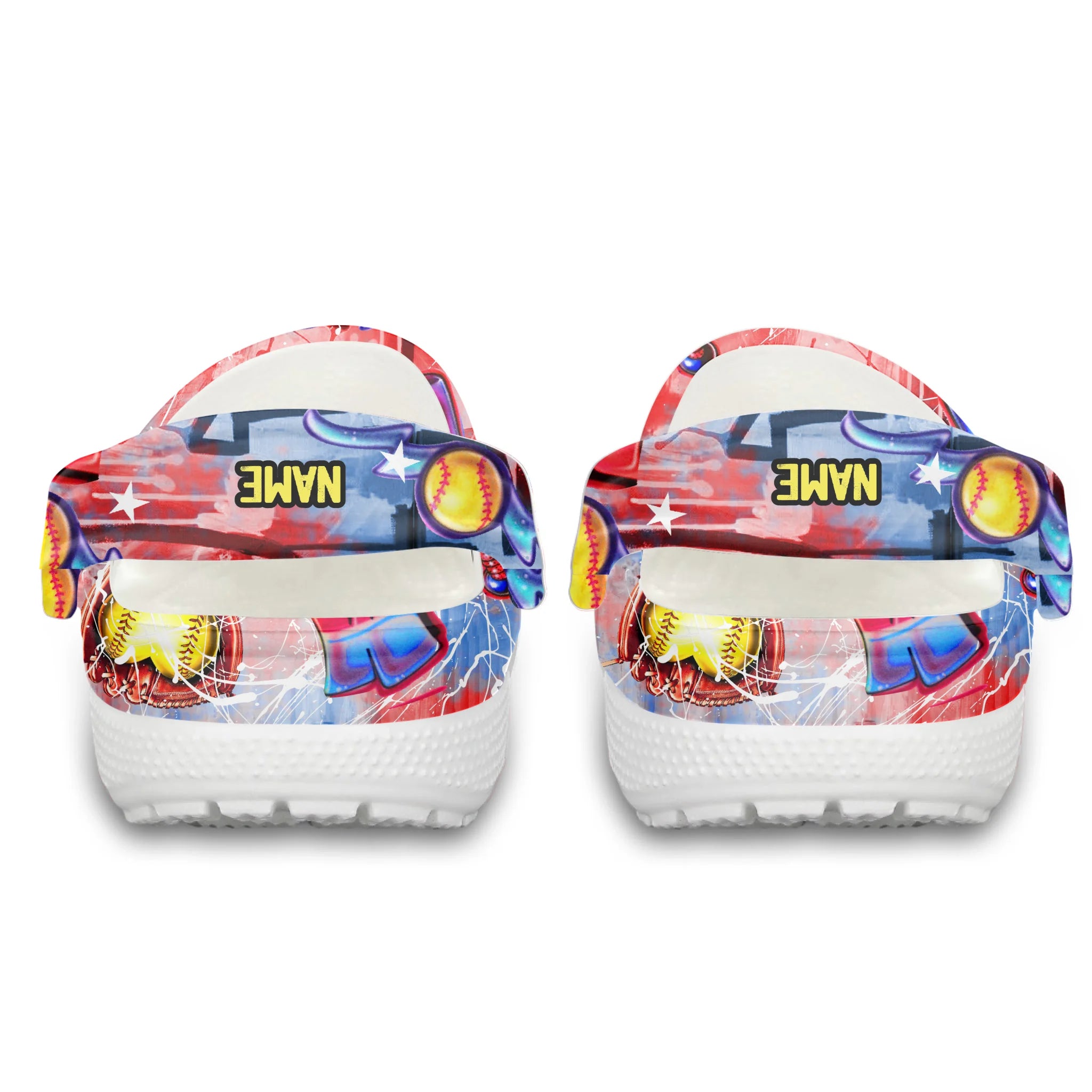 Merchidea USA Graffiti Softball Sport Crocs Crocband Clogs Shoes Comfortable For Men Women and Kids