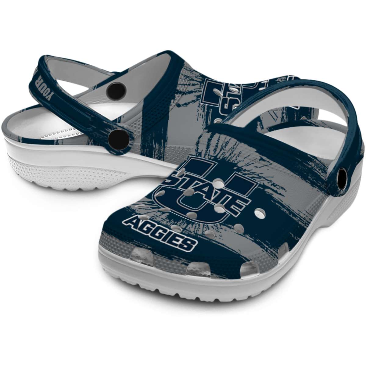 Merchidea Utah State Aggies NCAA Sport Crocs Crocband Clogs Shoes Comfortable For Men Women and Kids
