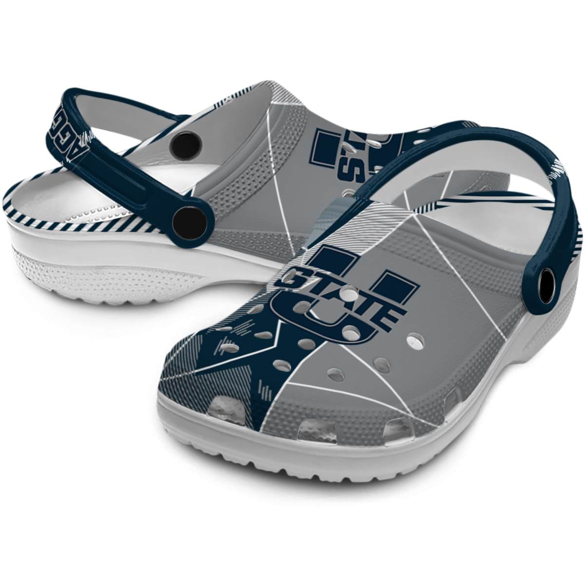 Merchidea Utah State Aggies NCAA Sport Crocs Crocband Clogs Shoes Comfortable For Men Women and Kids