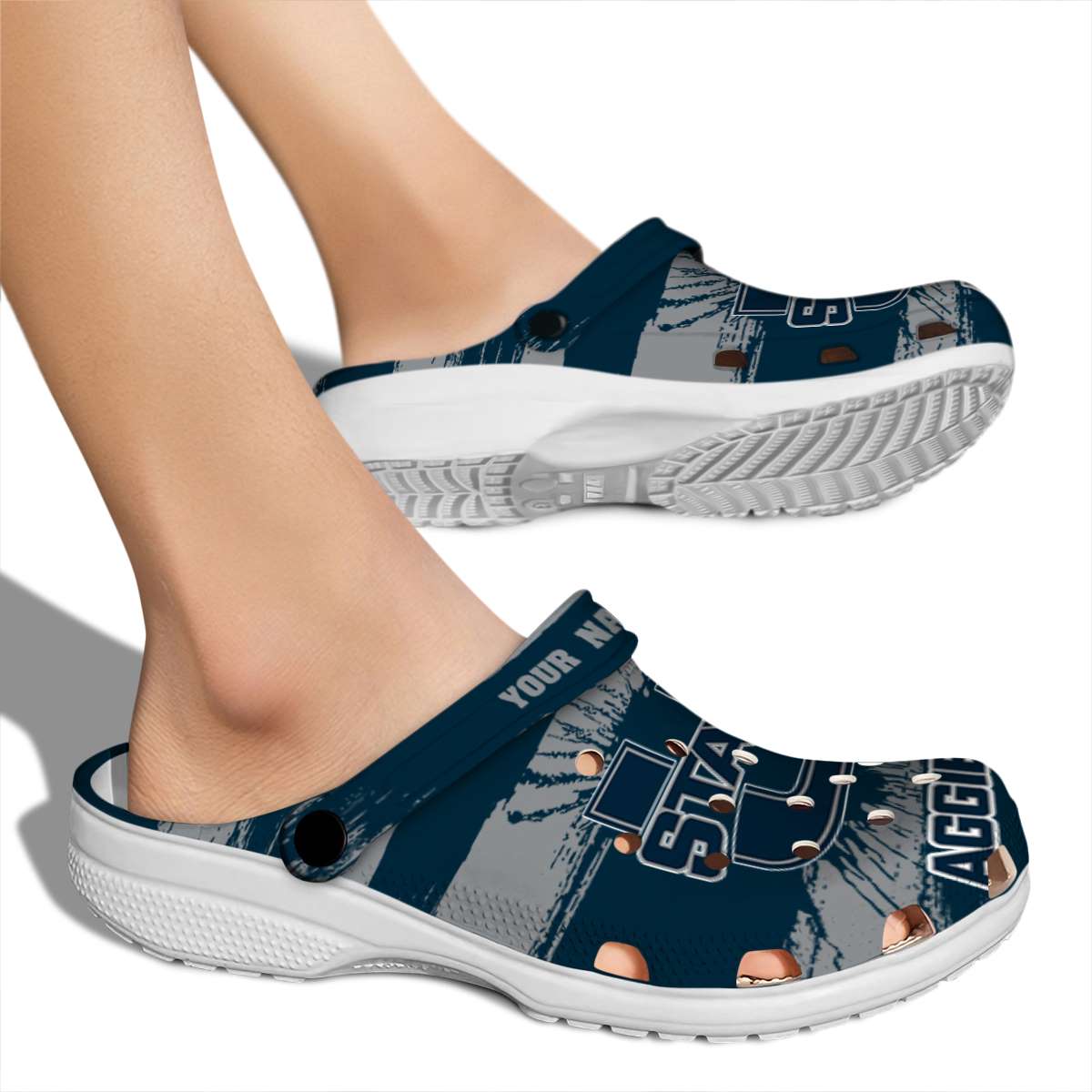 Merchidea Utah State Aggies NCAA Sport Crocs Crocband Clogs Shoes Comfortable For Men Women and Kids