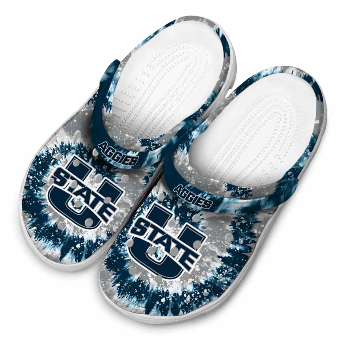 Merchidea Utah State Aggies NCAA Sport Crocs Crocband Clogs Shoes Comfortable For Men Women and Kids
