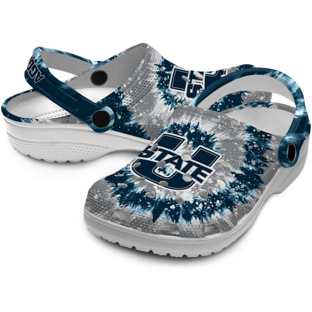 Merchidea Utah State Aggies NCAA Sport Crocs Crocband Clogs Shoes Comfortable For Men Women and Kids