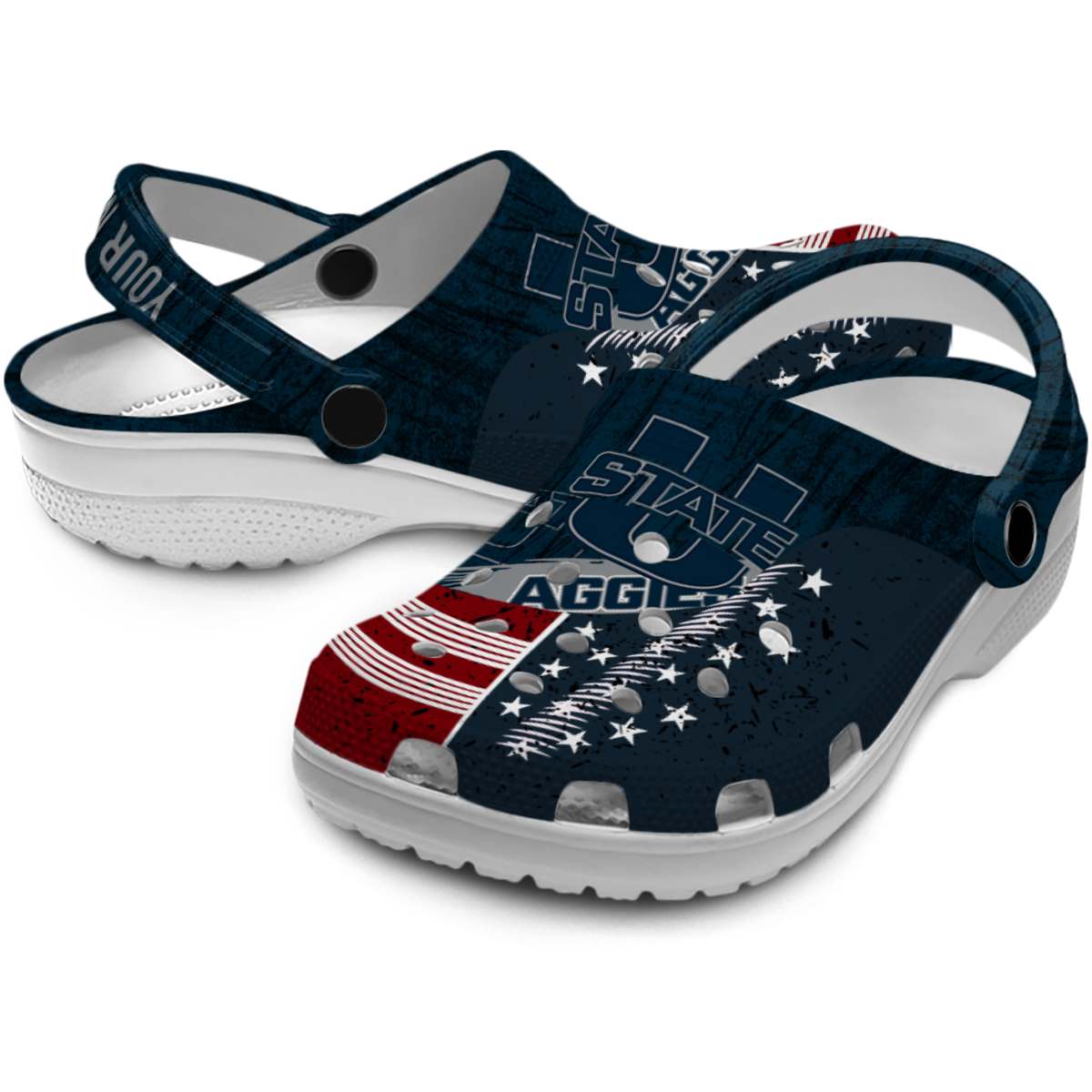 Merchidea Utah State Aggies NCAA Sport Crocs Crocband Clogs Shoes Comfortable For Men Women and Kids