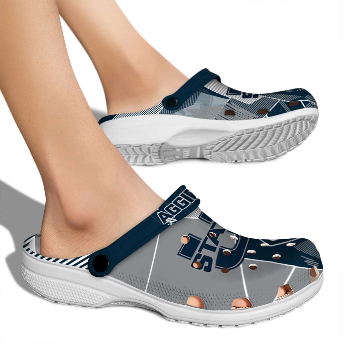 Merchidea Utah State Aggies NCAA Sport Crocs Crocband Clogs Shoes Comfortable For Men Women and Kids