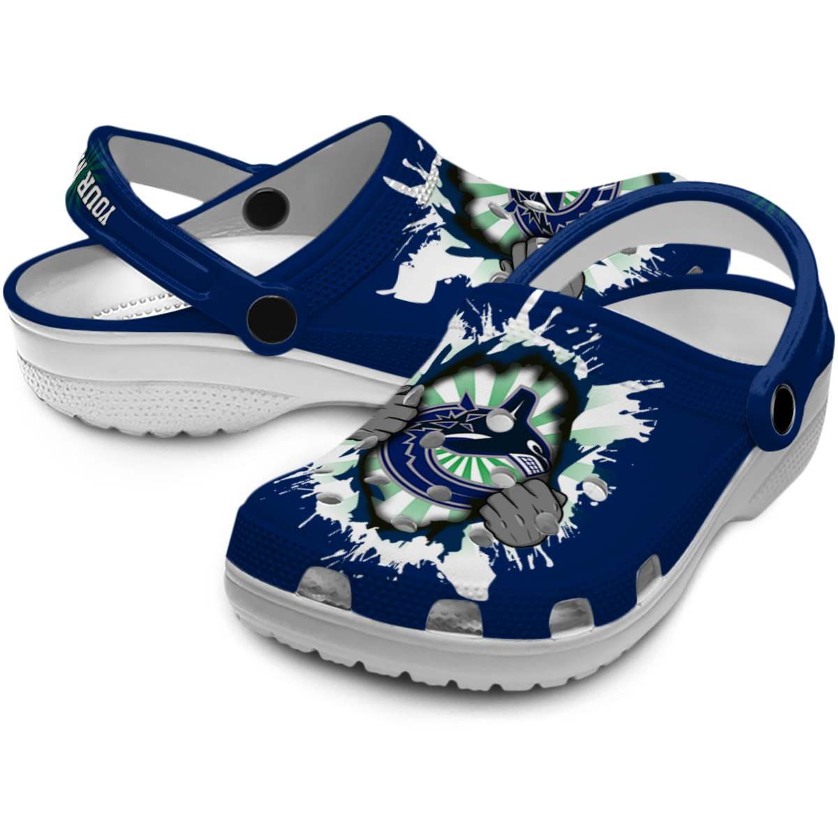 Merchidea Vancouver Canucks NHL Sport Crocs Crocband Clogs Shoes Comfortable For Men Women and Kids