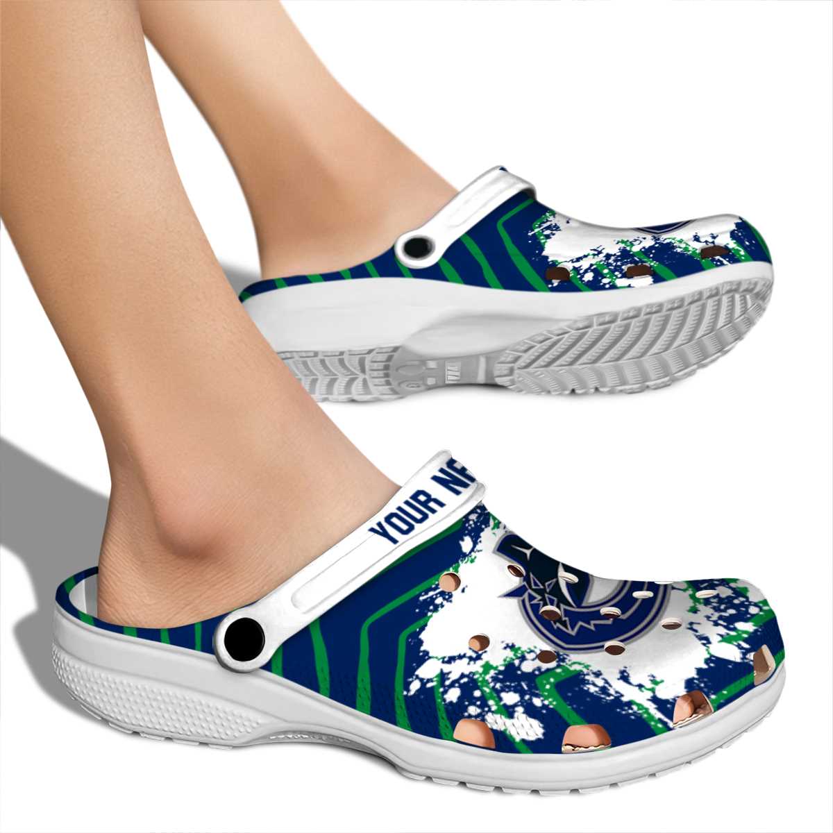 Merchidea Vancouver Canucks NHL Sport Crocs Crocband Clogs Shoes Comfortable For Men Women and Kids