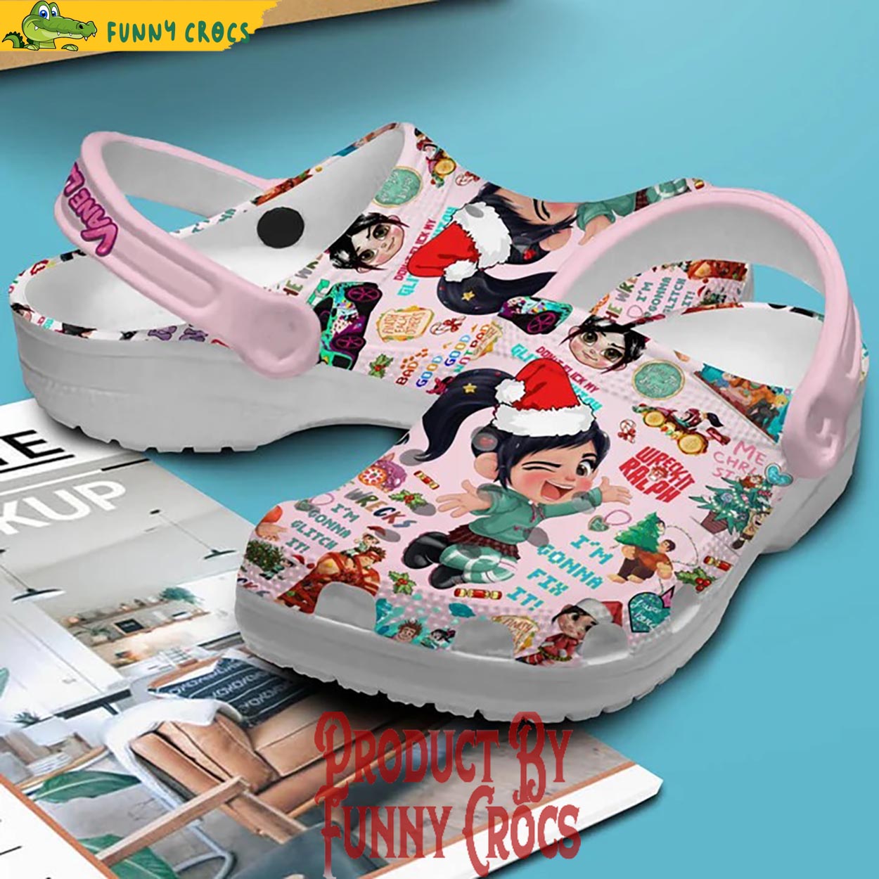 Merchidea Vanellope Cartoon Christmas Crocs Crocband Clogs Shoes Comfortable For Men Women and Kids