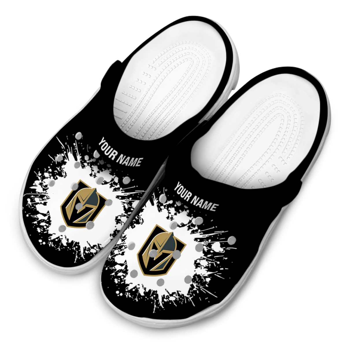 Merchidea Vegas Golden Knights NHL Sport Crocs Crocband Clogs Shoes Comfortable For Men Women and Kids