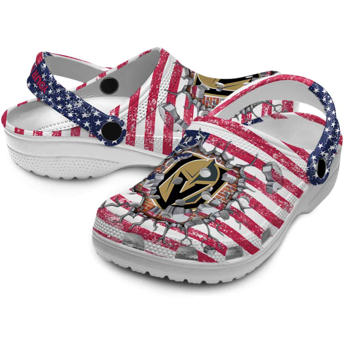 Merchidea Vegas Golden Knights NHL Sport Crocs Crocband Clogs Shoes Comfortable For Men Women and Kids