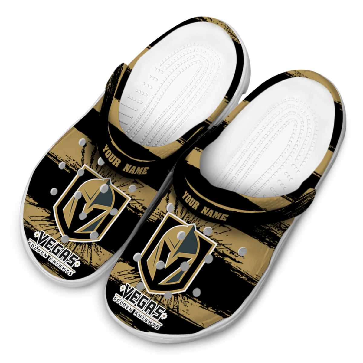 Merchidea Vegas Golden Knights NHL Sport Crocs Crocband Clogs Shoes Comfortable For Men Women and Kids
