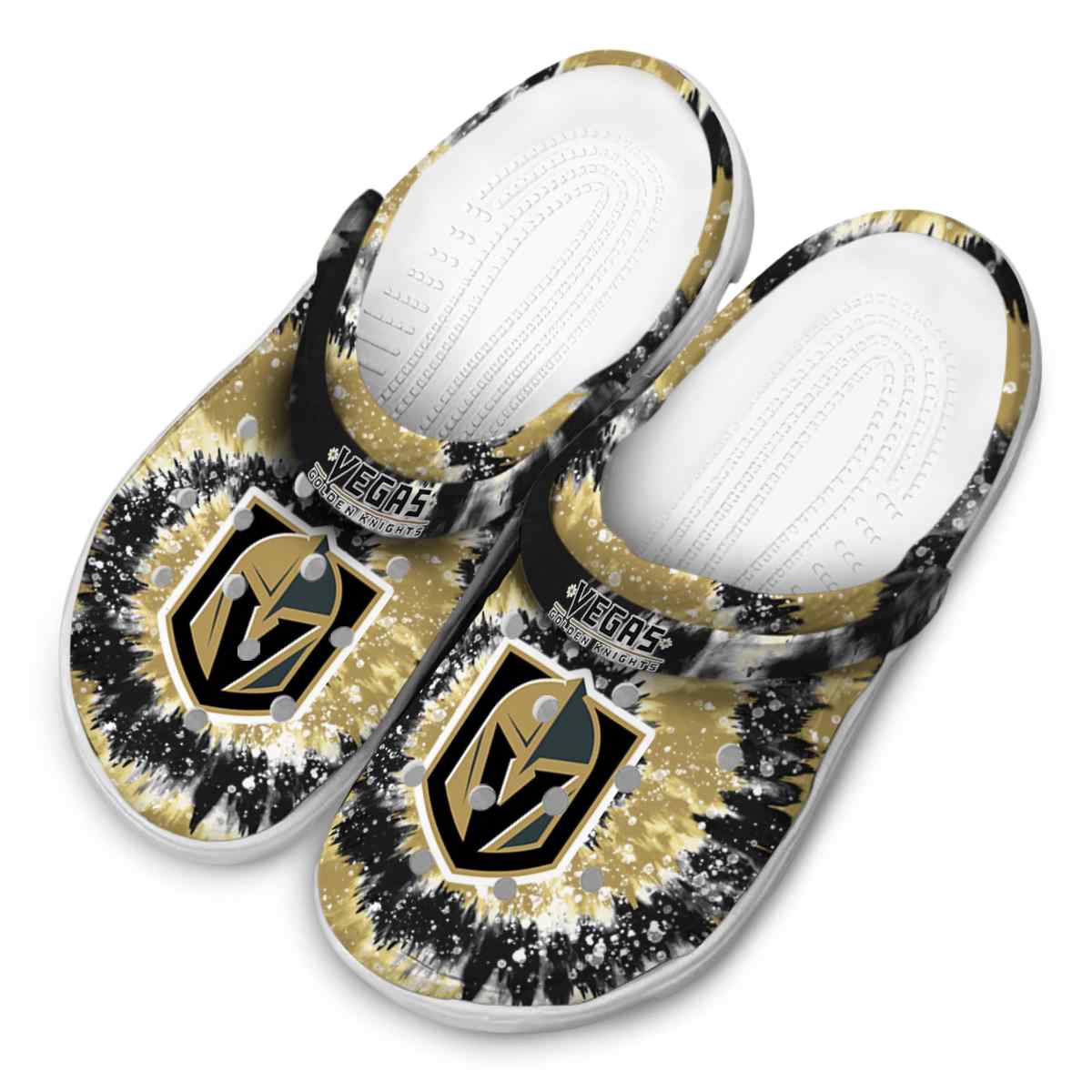 Merchidea Vegas Golden Knights NHL Sport Crocs Crocband Clogs Shoes Comfortable For Men Women and Kids