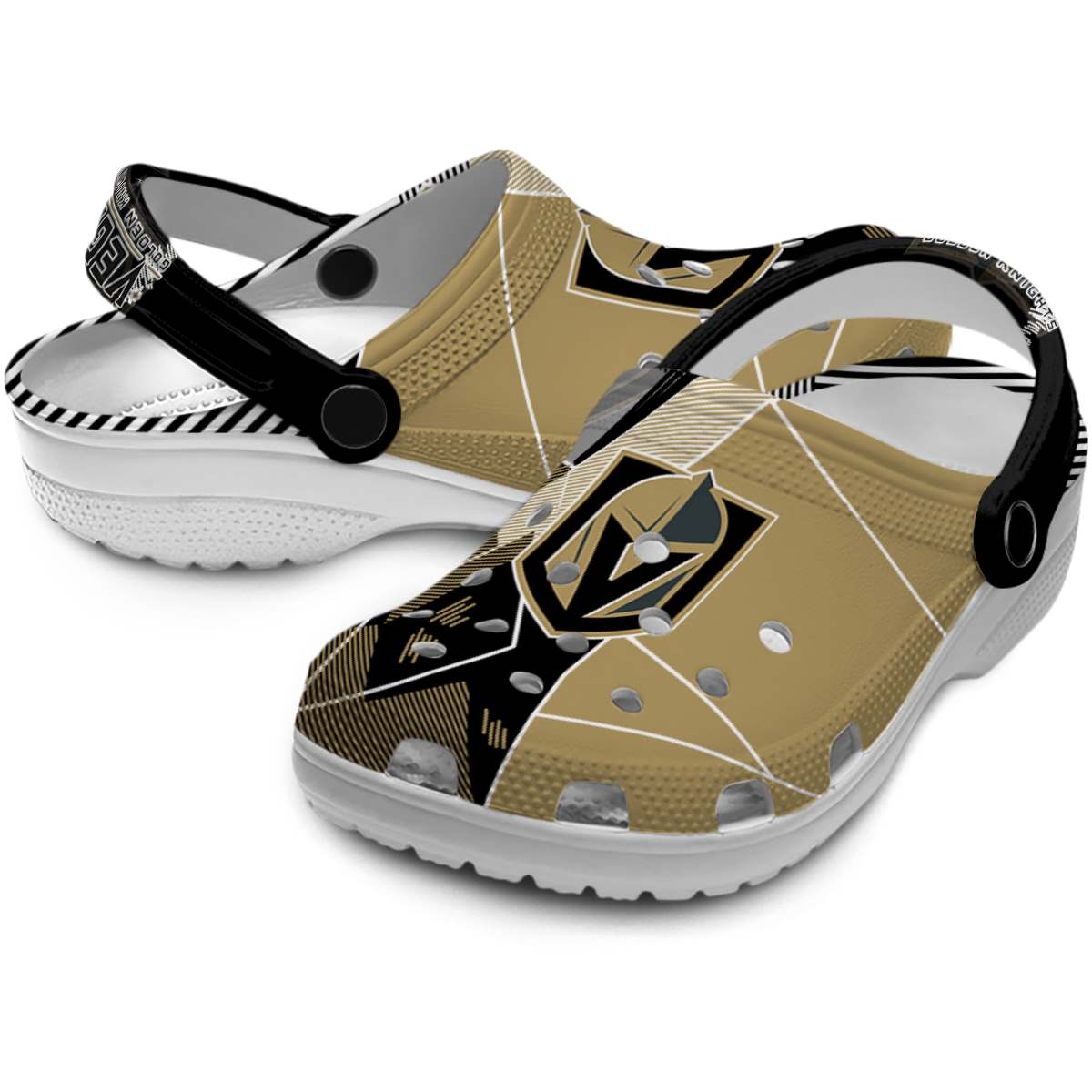 Merchidea Vegas Golden Knights NHL Sport Crocs Crocband Clogs Shoes Comfortable For Men Women and Kids