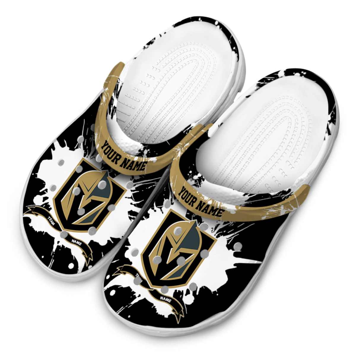 Merchidea Vegas Golden Knights NHL Sport Crocs Crocband Clogs Shoes Comfortable For Men Women and Kids