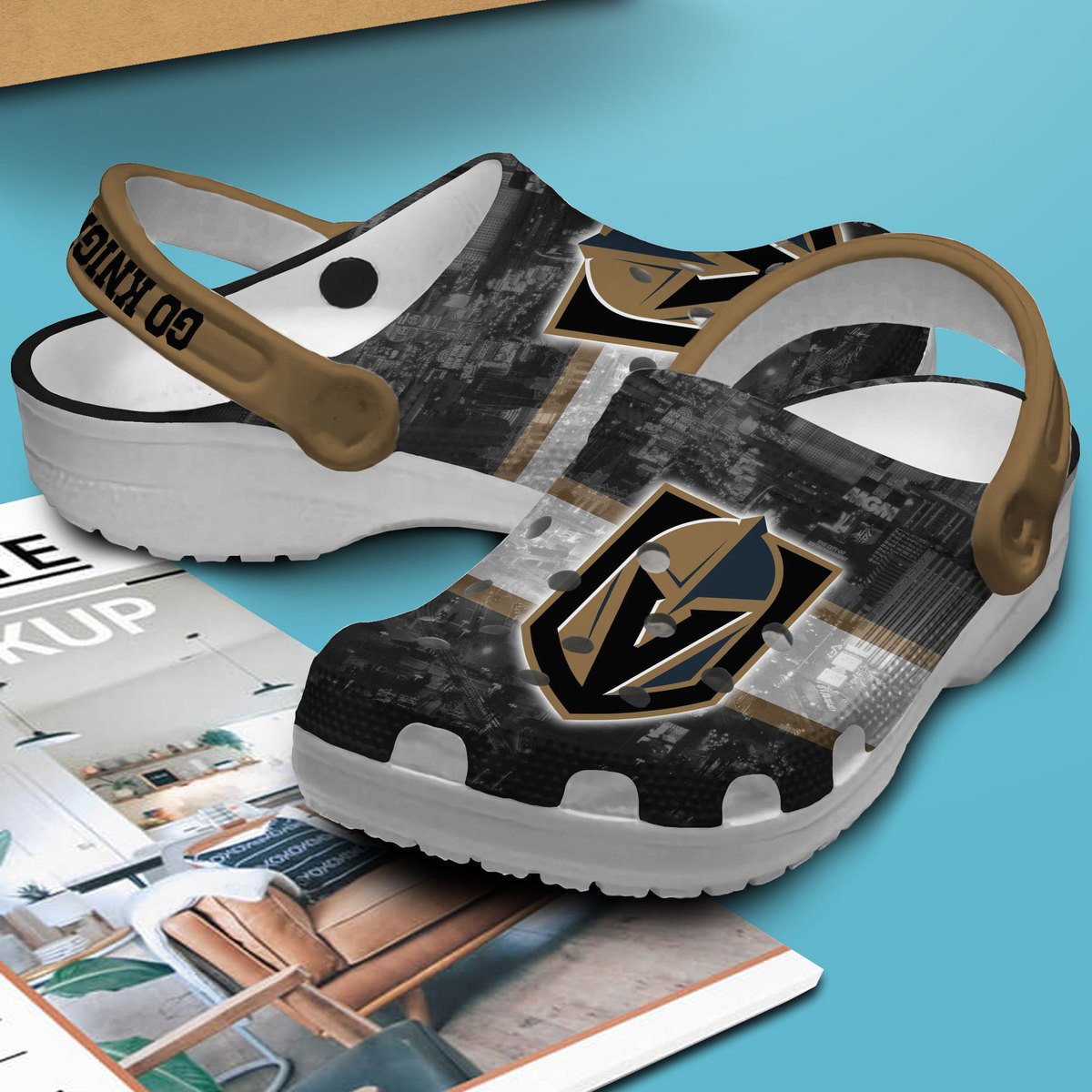 Merchidea Vegas Golden Knights NHL Sport Crocs Crocband Clogs Shoes Comfortable For Men Women and Kids
