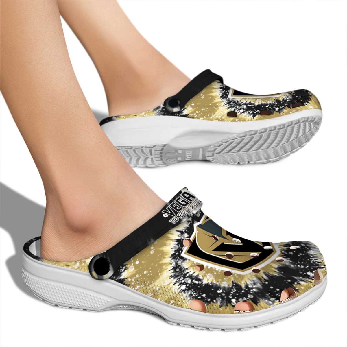 Merchidea Vegas Golden Knights NHL Sport Crocs Crocband Clogs Shoes Comfortable For Men Women and Kids