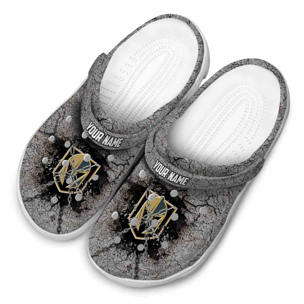 Merchidea Vegas Golden Knights NHL Sport Crocs Crocband Clogs Shoes Comfortable For Men Women and Kids