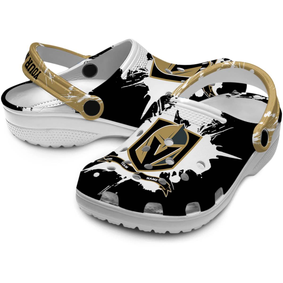 Merchidea Vegas Golden Knights NHL Sport Crocs Crocband Clogs Shoes Comfortable For Men Women and Kids