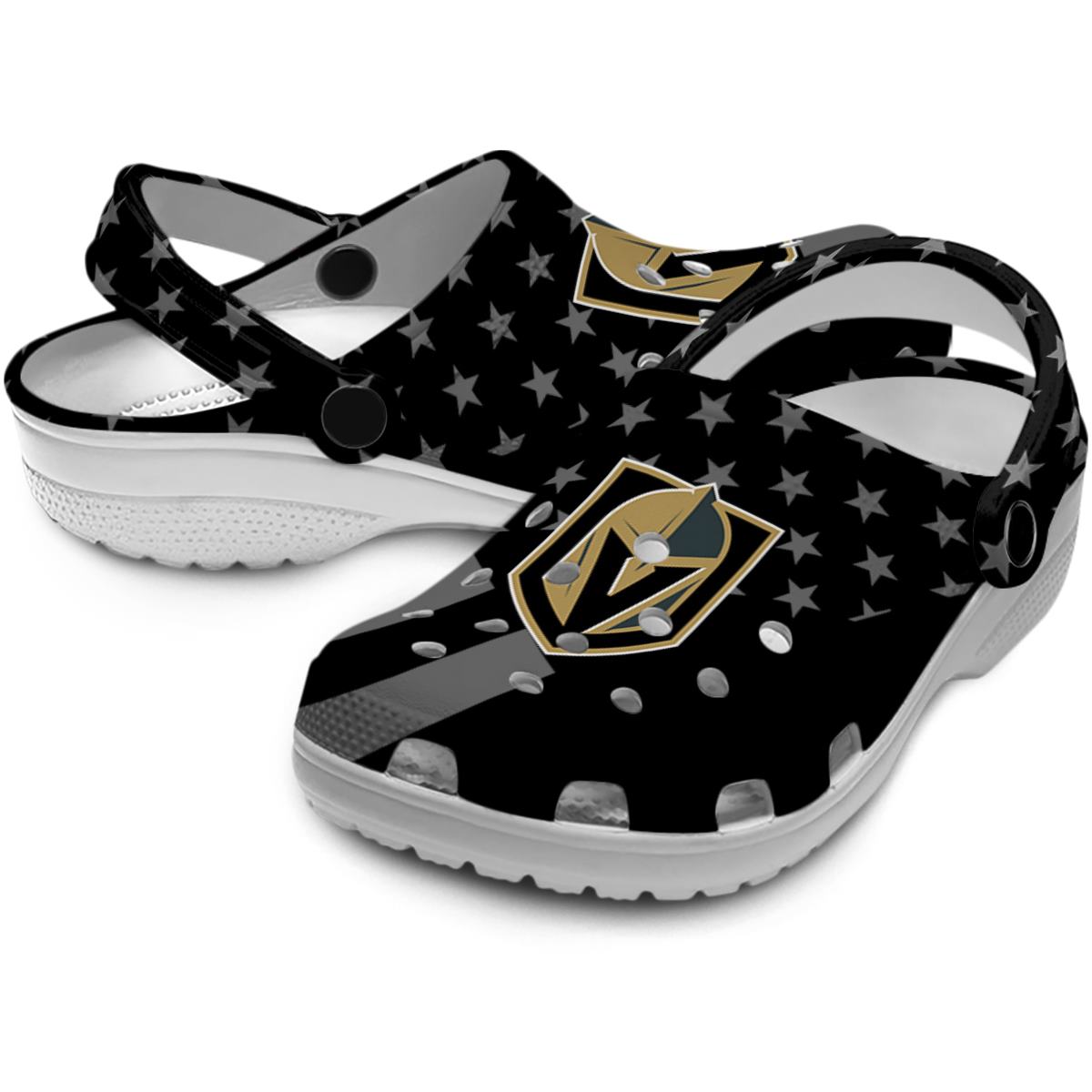 Merchidea Vegas Golden Knights NHL Sport Crocs Crocband Clogs Shoes Comfortable For Men Women and Kids