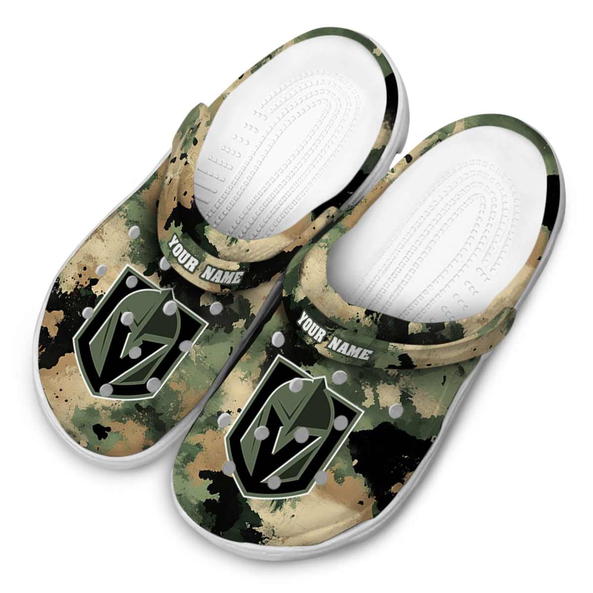 Merchidea Vegas Golden Knights NHL Sport Crocs Crocband Clogs Shoes Comfortable For Men Women and Kids