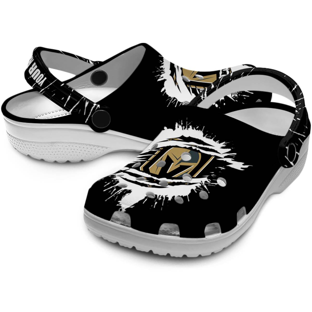 Merchidea Vegas Golden Knights NHL Sport Crocs Crocband Clogs Shoes Comfortable For Men Women and Kids
