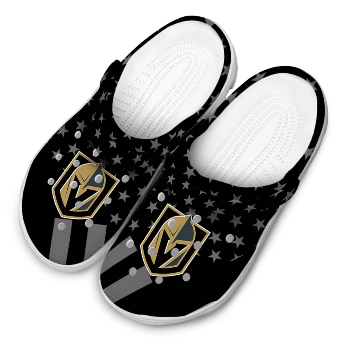 Merchidea Vegas Golden Knights NHL Sport Crocs Crocband Clogs Shoes Comfortable For Men Women and Kids