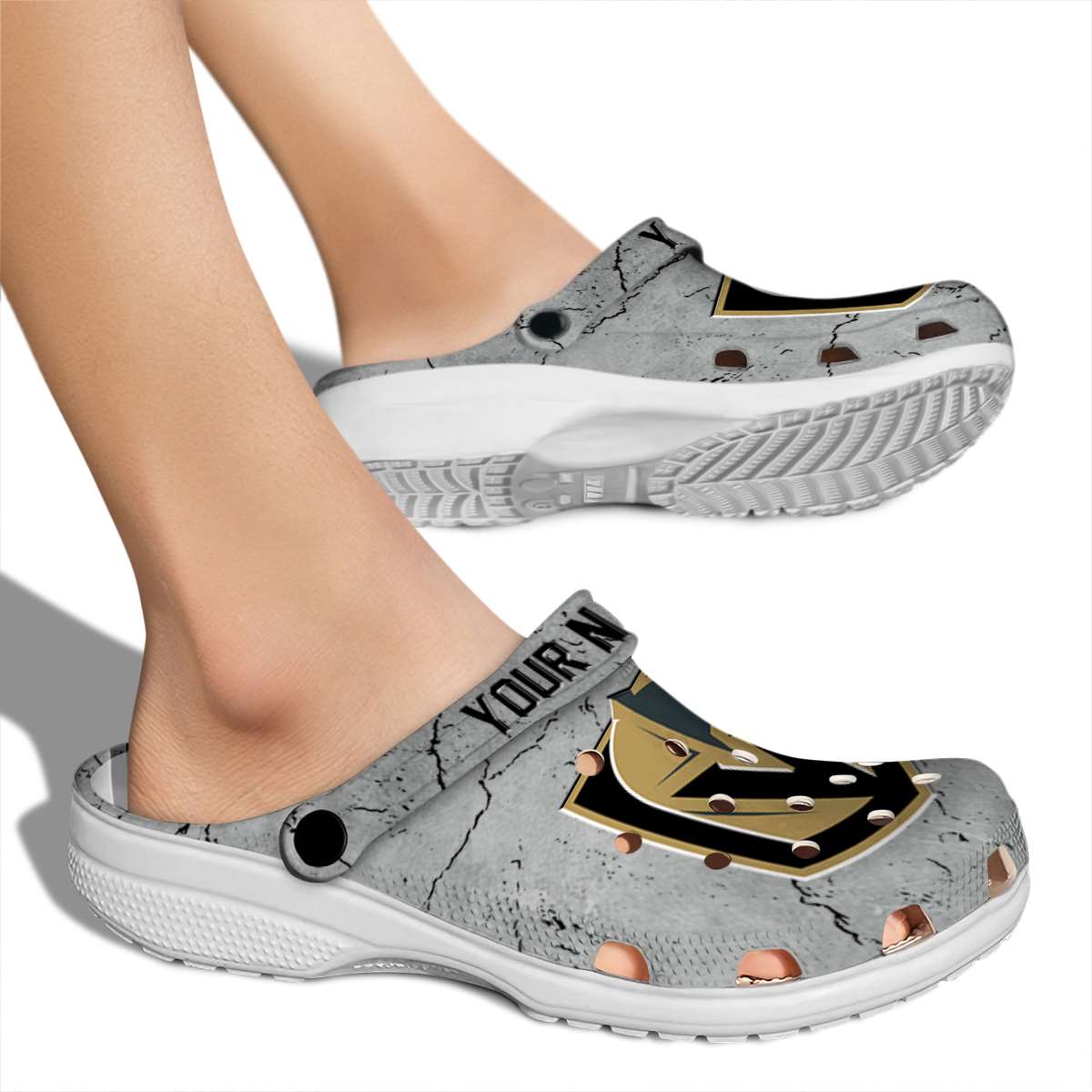 Merchidea Vegas Golden Knights NHL Sport Crocs Crocband Clogs Shoes Comfortable For Men Women and Kids