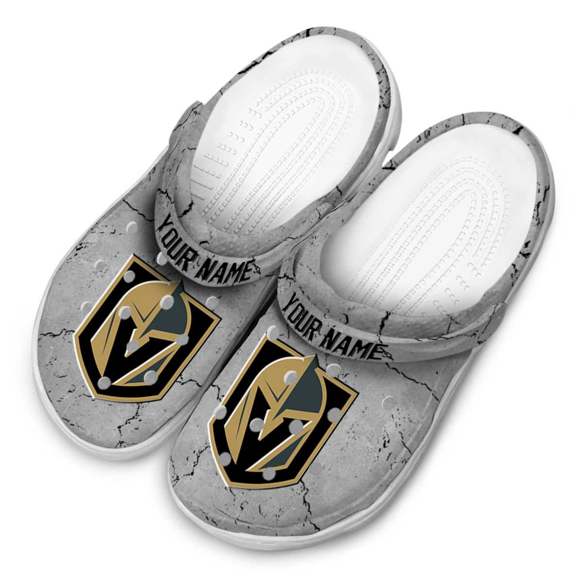 Merchidea Vegas Golden Knights NHL Sport Crocs Crocband Clogs Shoes Comfortable For Men Women and Kids