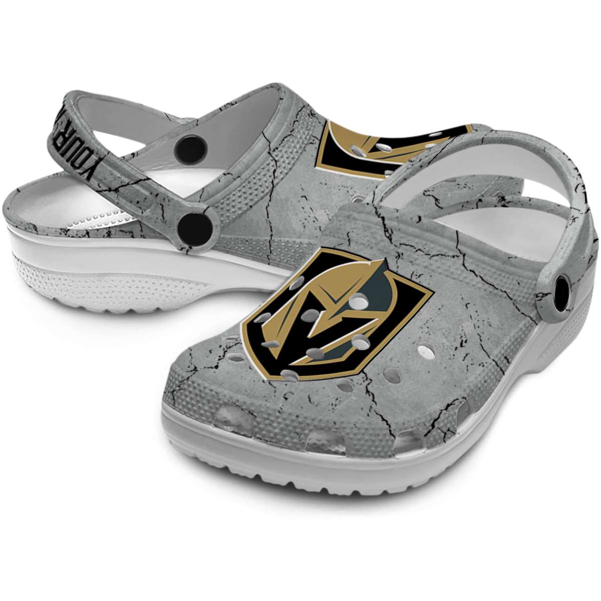 Merchidea Vegas Golden Knights NHL Sport Crocs Crocband Clogs Shoes Comfortable For Men Women and Kids
