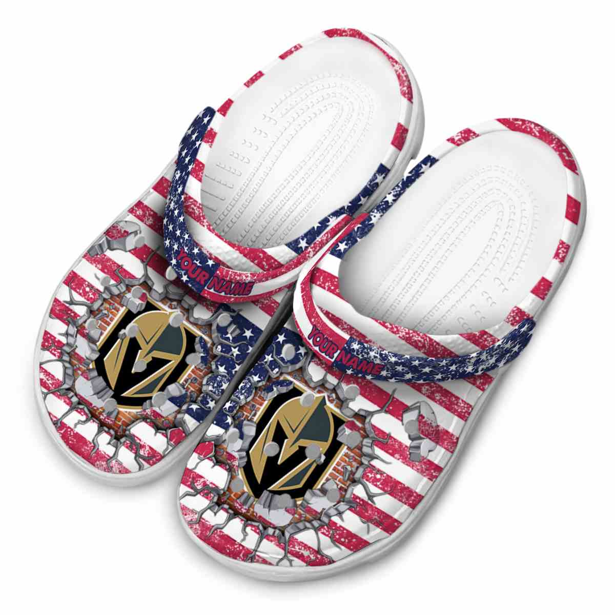 Merchidea Vegas Golden Knights NHL Sport Crocs Crocband Clogs Shoes Comfortable For Men Women and Kids