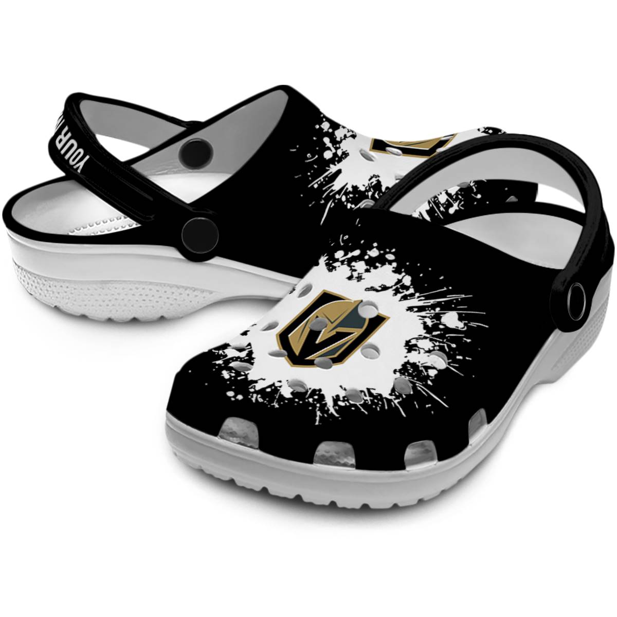 Merchidea Vegas Golden Knights NHL Sport Crocs Crocband Clogs Shoes Comfortable For Men Women and Kids