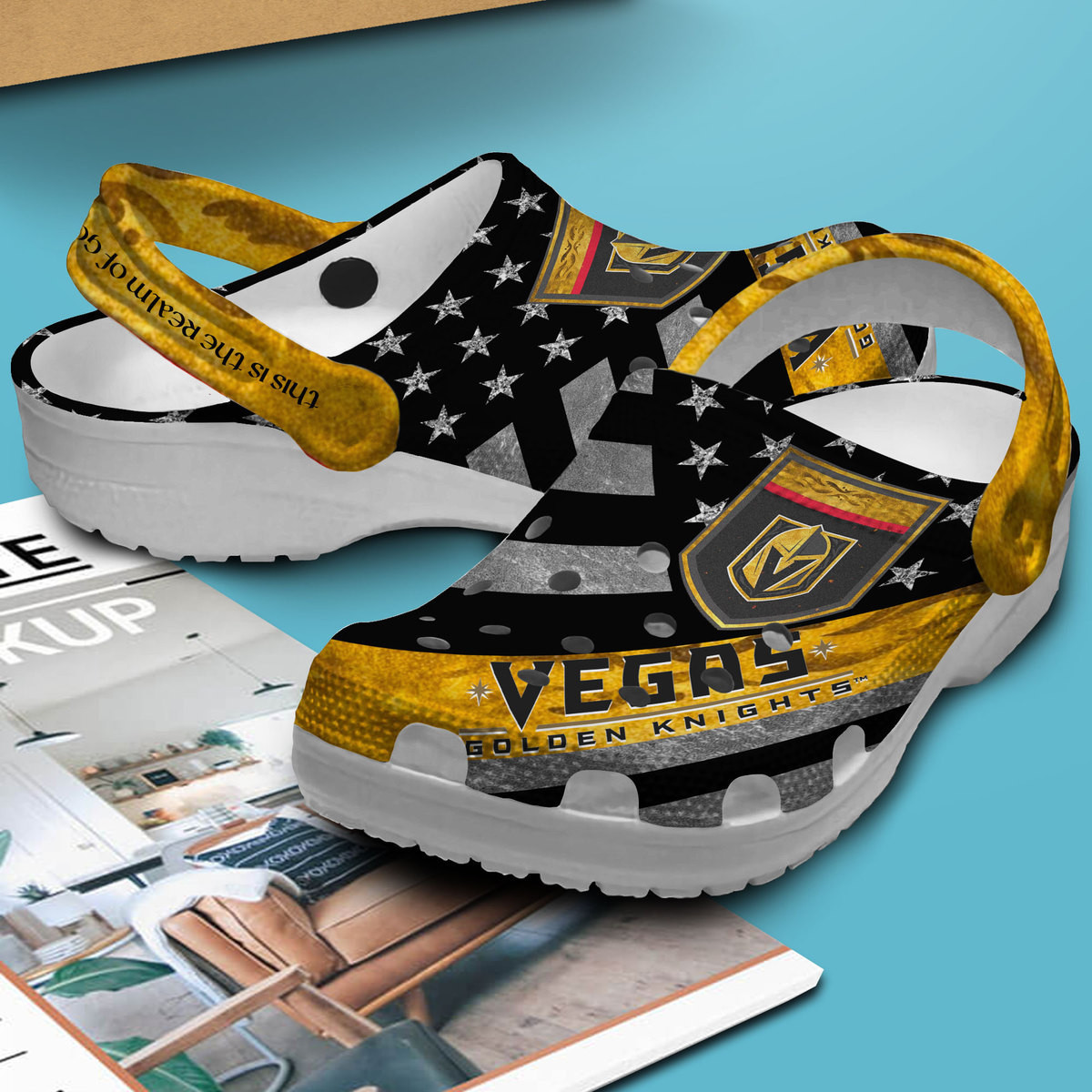 Merchidea Vegas Golden Knights NHL Sport Crocs Crocband Clogs Shoes Comfortable For Men Women and Kids
