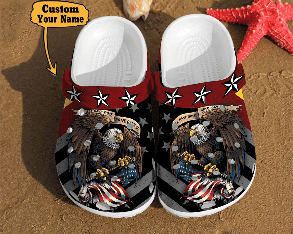 Merchidea Veterans - Eagle America Flag Veteran Gift Clog Shoes For Men And Women