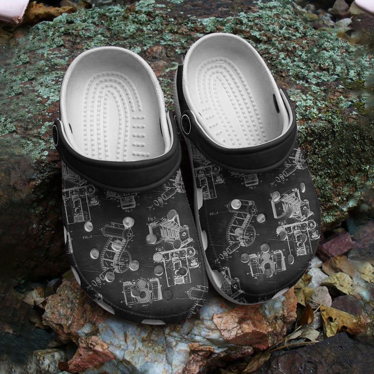Merchidea Vintage Camera Patent Crocs Crocband Clogs Shoes Comfortable For Men Women and Kids