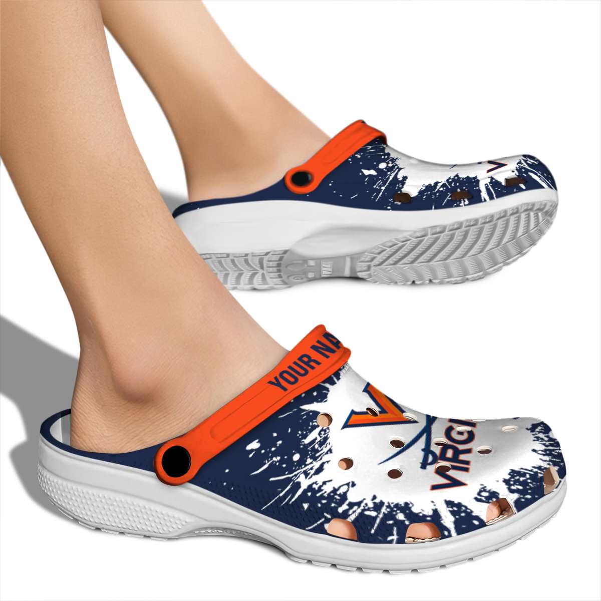 Merchidea Virginia Cavaliers NCAA Sport Crocs Crocband Clogs Shoes Comfortable For Men Women and Kids
