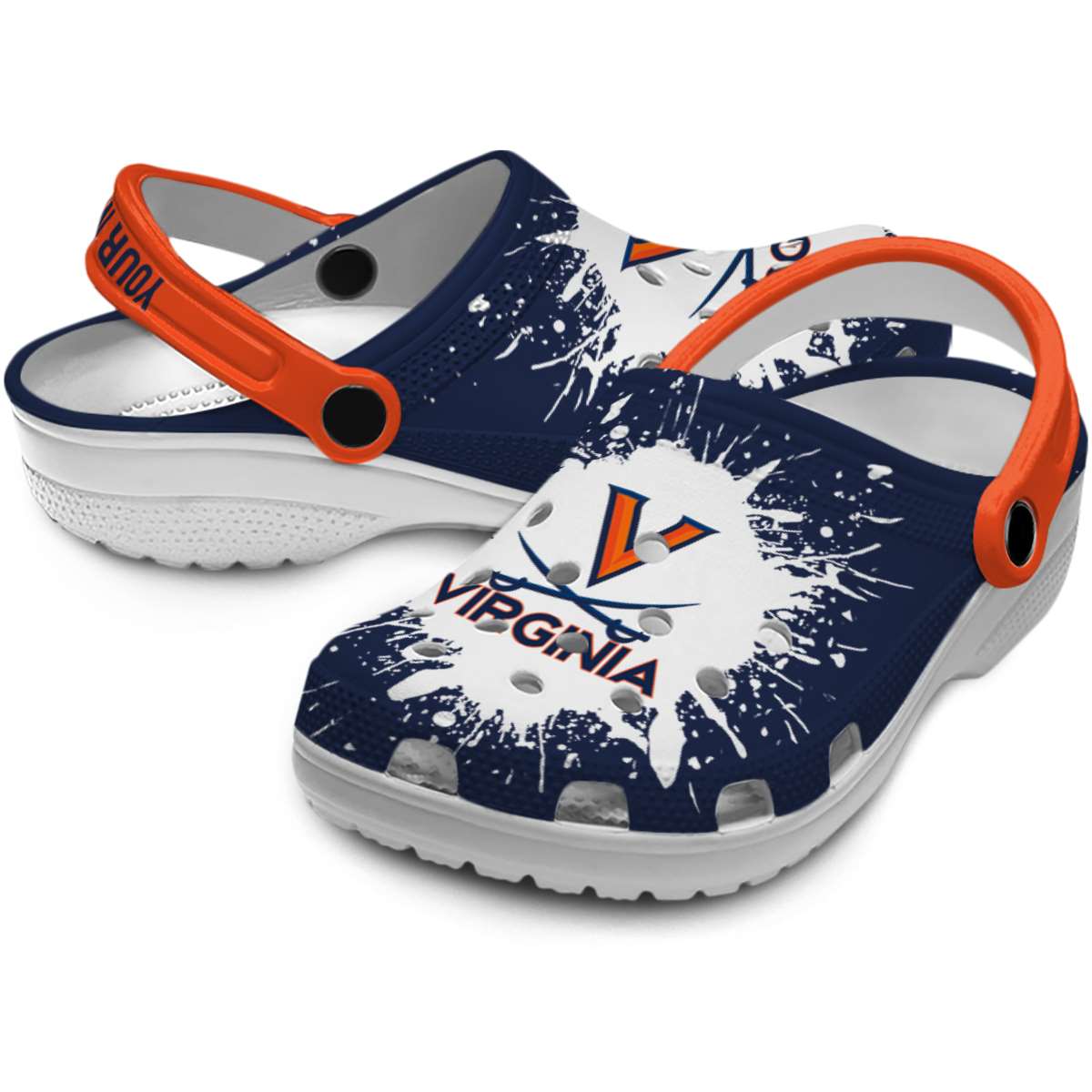 Merchidea Virginia Cavaliers NCAA Sport Crocs Crocband Clogs Shoes Comfortable For Men Women and Kids