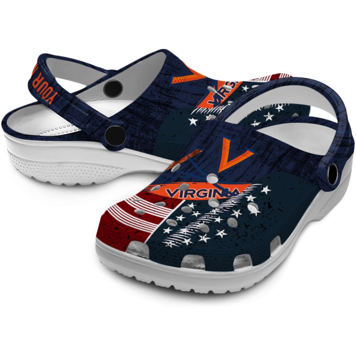 Merchidea Virginia Cavaliers NCAA Sport Crocs Crocband Clogs Shoes Comfortable For Men Women and Kids
