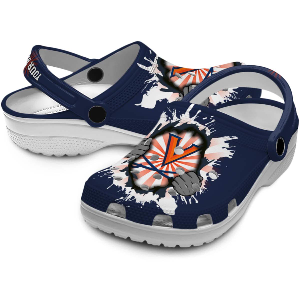 Merchidea Virginia Cavaliers NCAA Sport Crocs Crocband Clogs Shoes Comfortable For Men Women and Kids