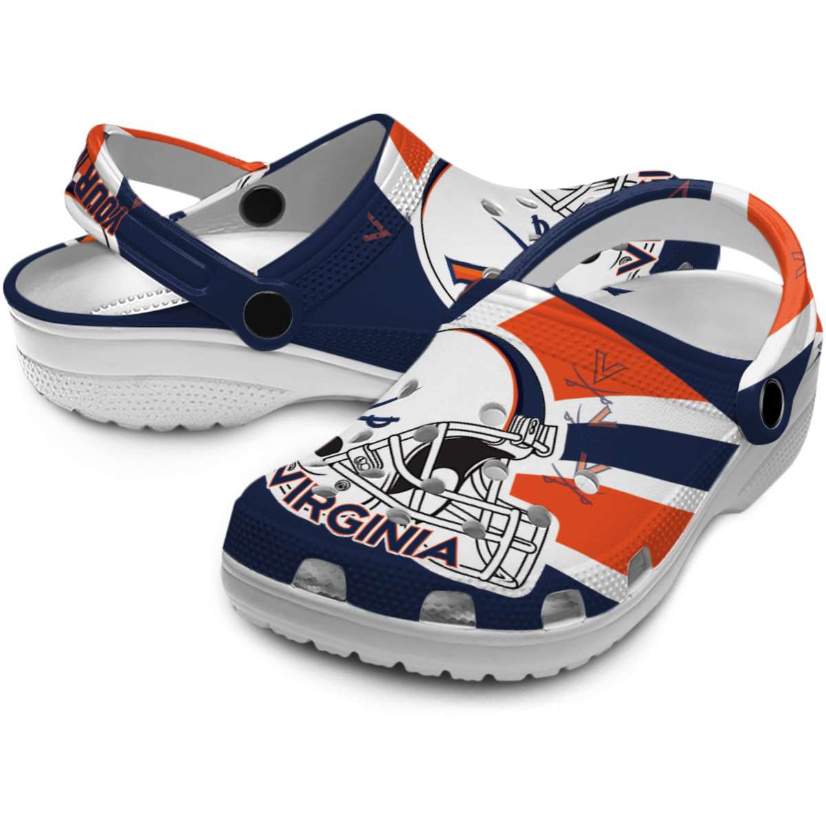 Merchidea Virginia Cavaliers NCAA Sport Crocs Crocband Clogs Shoes Comfortable For Men Women and Kids