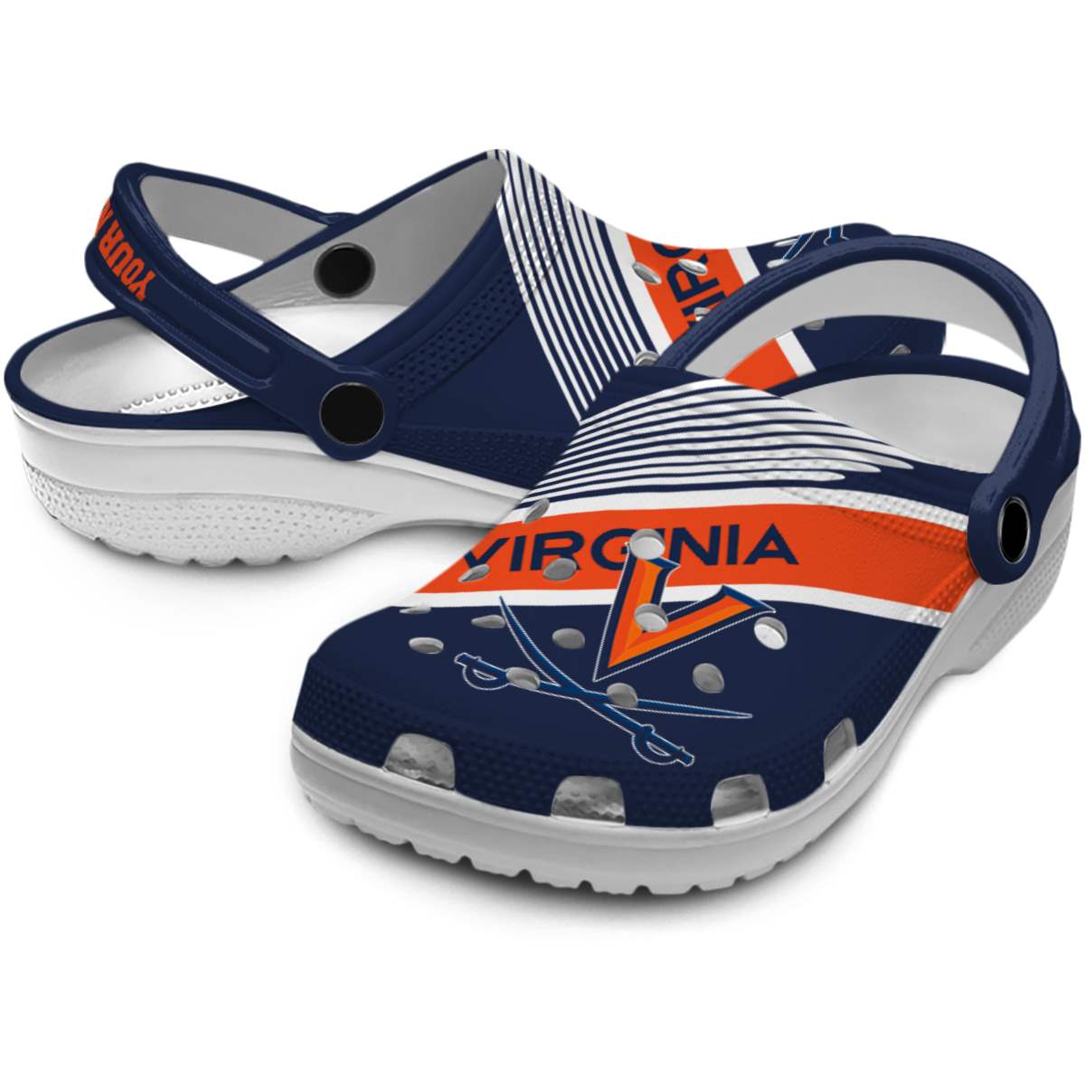 Merchidea Virginia Cavaliers NCAA Sport Crocs Crocband Clogs Shoes Comfortable For Men Women and Kids