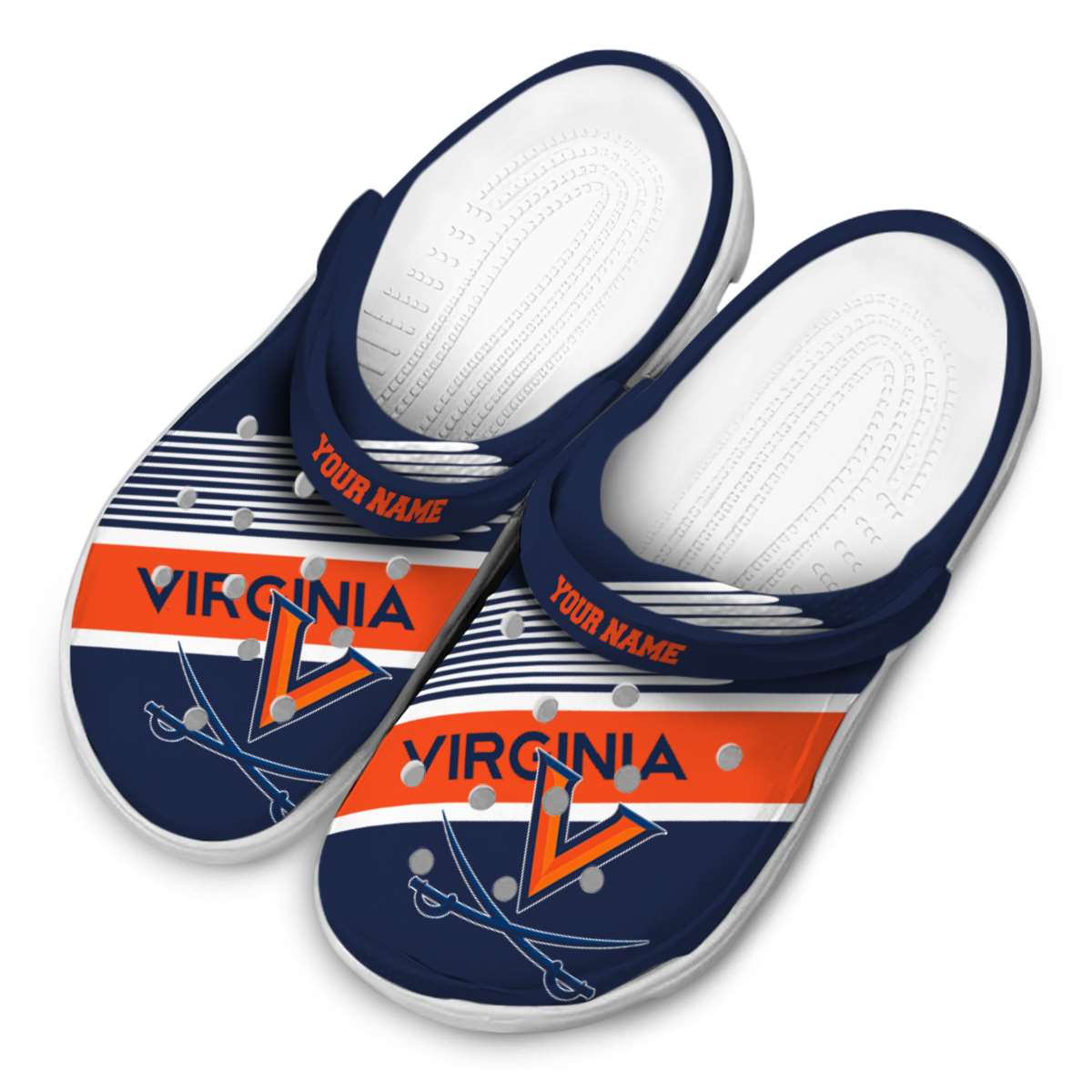 Merchidea Virginia Cavaliers NCAA Sport Crocs Crocband Clogs Shoes Comfortable For Men Women and Kids