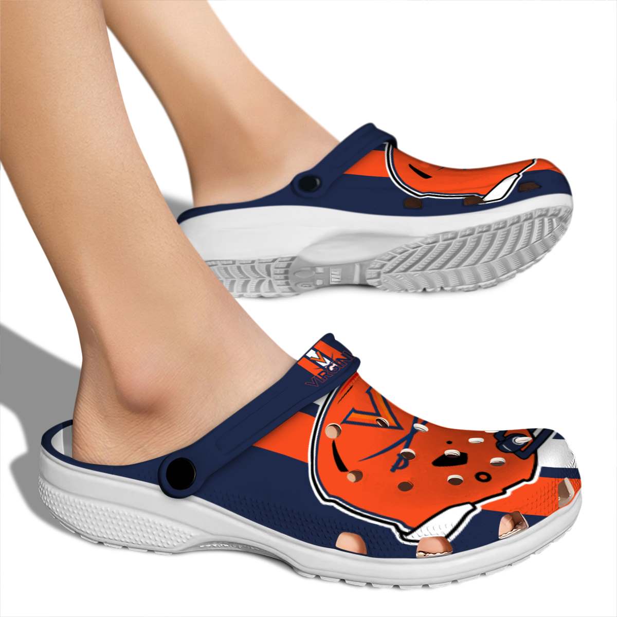 Merchidea Virginia Cavaliers NCAA Sport Crocs Crocband Clogs Shoes Comfortable For Men Women and Kids