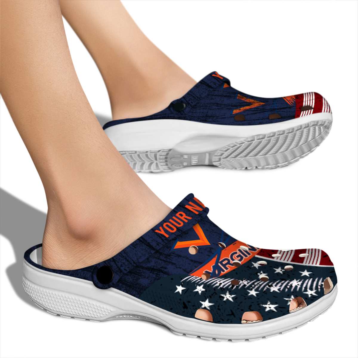 Merchidea Virginia Cavaliers NCAA Sport Crocs Crocband Clogs Shoes Comfortable For Men Women and Kids