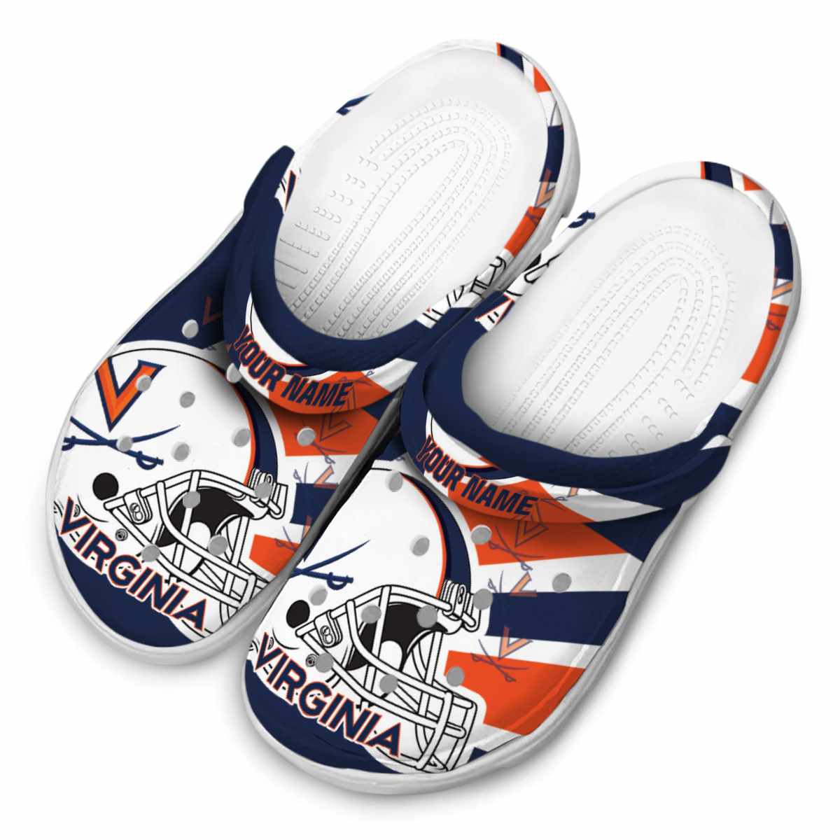 Merchidea Virginia Cavaliers NCAA Sport Crocs Crocband Clogs Shoes Comfortable For Men Women and Kids