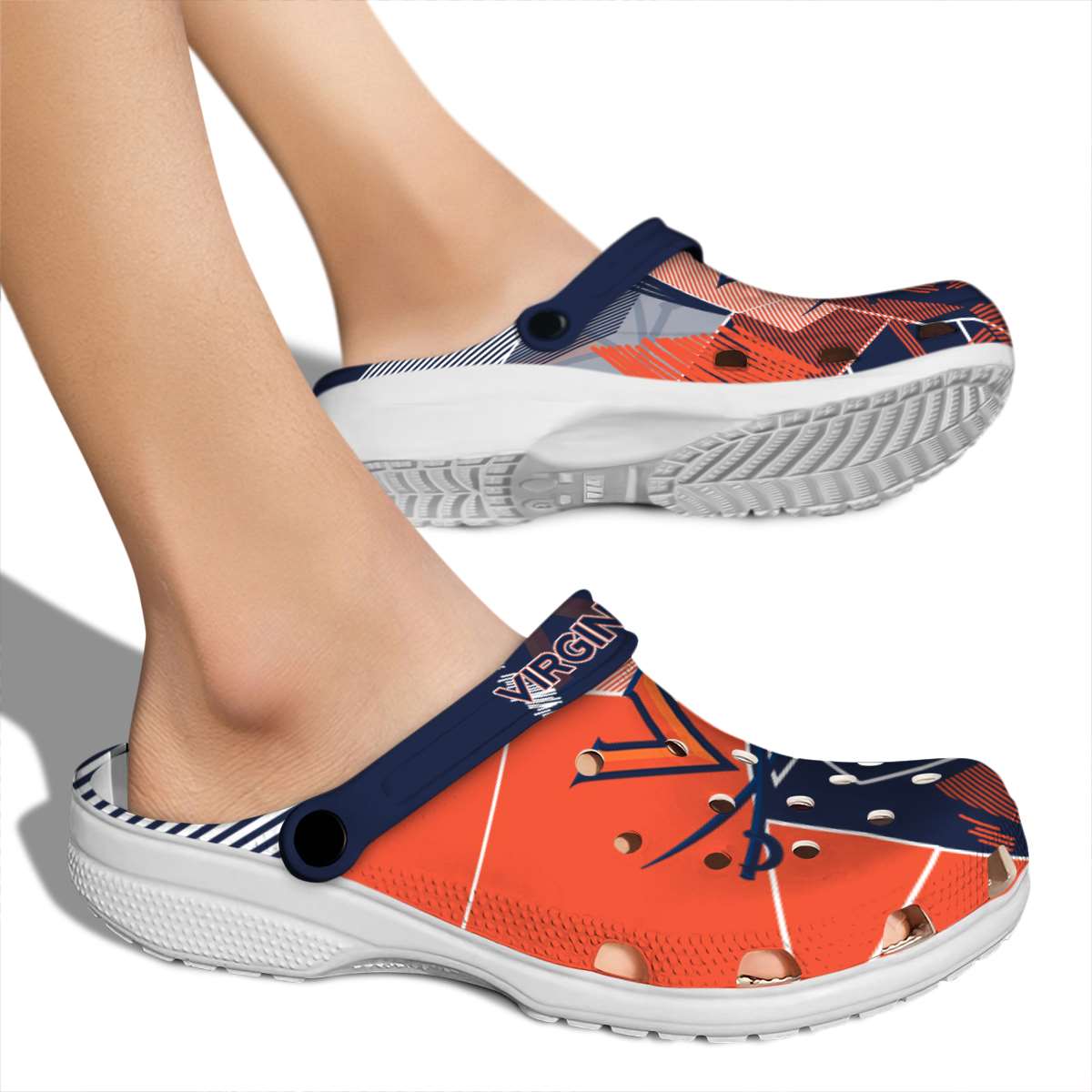 Merchidea Virginia Cavaliers NCAA Sport Crocs Crocband Clogs Shoes Comfortable For Men Women and Kids