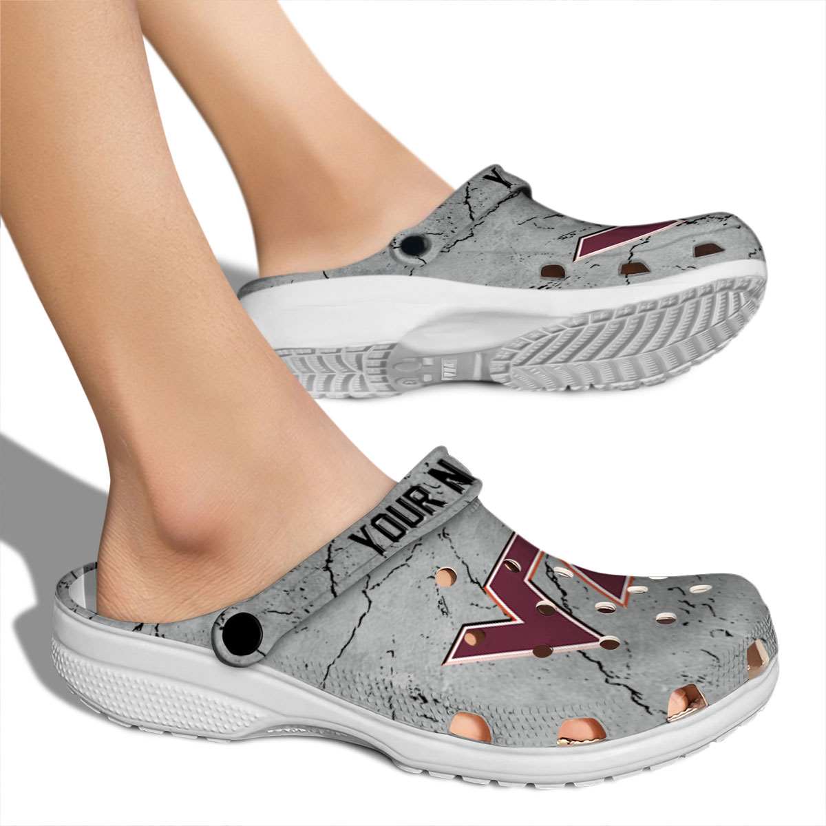 Merchidea Virginia Tech Hokies NCAA Sport Crocs Crocband Clogs Shoes Comfortable For Men Women and Kids
