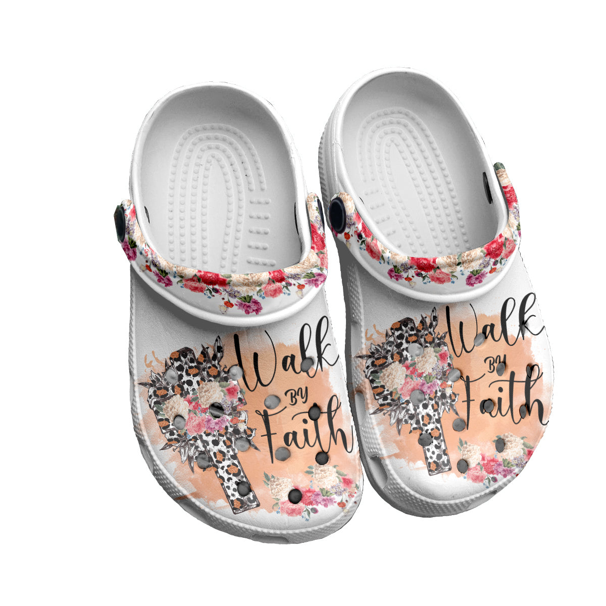 Merchidea Walk By Faith Customized Crocs Crocband Clogs Shoes Comfortable For Men Women and Kids Gift For Jesus Lovers