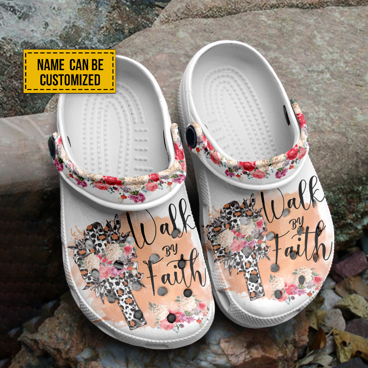 Merchidea Walk By Faith Customized Crocs Crocband Clogs Shoes Comfortable For Men Women and Kids Gift For Jesus Lovers
