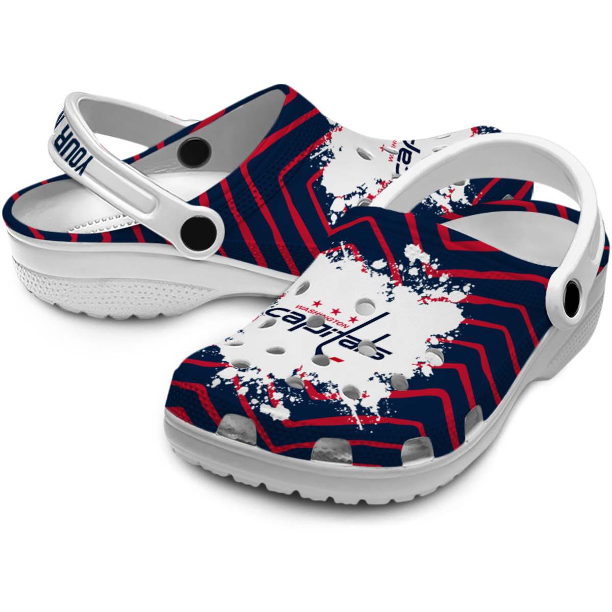 Merchidea Washington Capitals NHL Sport Crocs Crocband Clogs Shoes Comfortable For Men Women and Kids