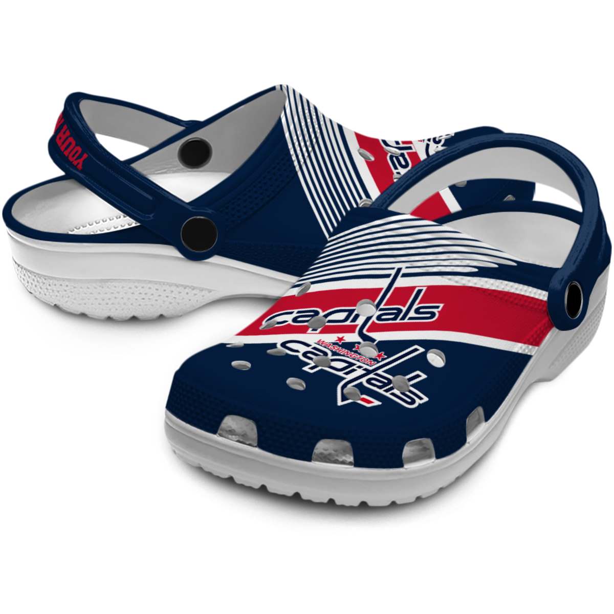 Merchidea Washington Capitals NHL Sport Crocs Crocband Clogs Shoes Comfortable For Men Women and Kids